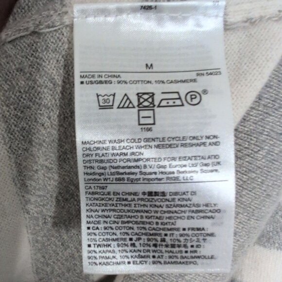 Banana Republic Stripe Sweater Womens Size Medium Gray Cotton Cashmere Pullover - Picture 5 of 9